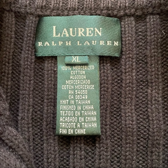 LAUREN by RALPH LAUREN chocolate brown ribbed knit zipper vest, size XL - Picture 7 of 10